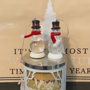 Festive Snowman Candle Toppers with Red Accents